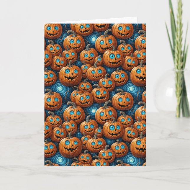 Cartão de Boas Festas de Halloween com Abóbora Cap (Frente)
