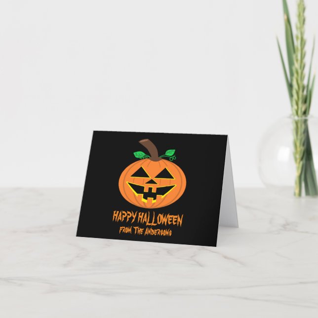 Cartão de Boas Festas de Halloween com Abóbora Sor (Frente)