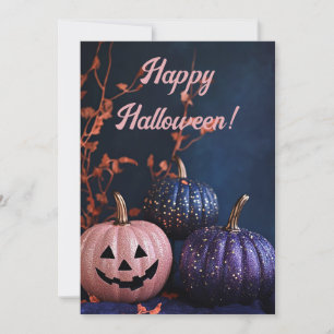 Cartão de Boas Festas de Halloween com Abóboras