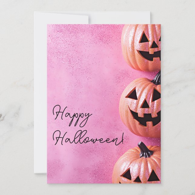Cartão de Boas Festas de Halloween com Abóboras (Frente)