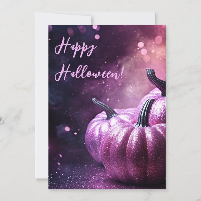 Cartão de Boas Festas de Halloween com Abóboras (Frente)