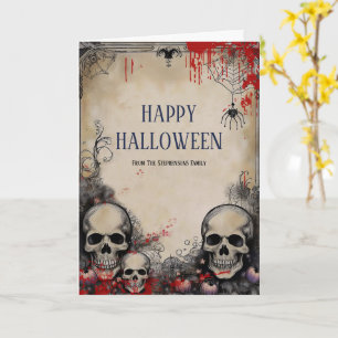 Cartão de Boas Festas de Halloween com Crânio Góti