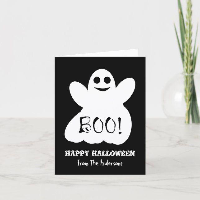 Cartão de Boas Festas de Halloween com Fantasma (Frente)