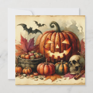 Cartão de Boas Festas de Halloween de Arte Antiga