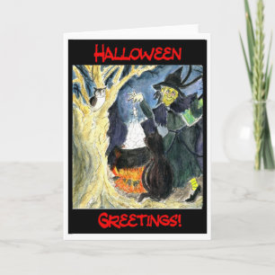 Cartão de Boas Festas de Halloween de Bruxa