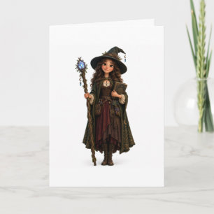 Cartão de Boas Festas de Halloween de Bruxa Mágica