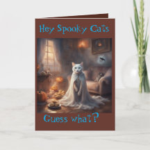 Cartão de Boas Festas de Halloween do Gato Fantasm