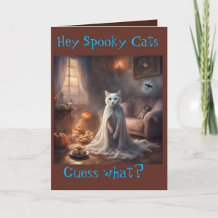 Cartão de Boas Festas de Halloween do Gato Fantasm