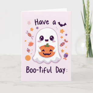 Cartão de Boas Festas de Halloween Fofo e Assustad