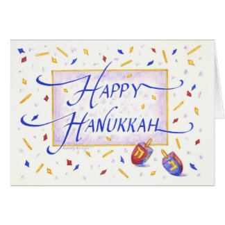 Cartão de Boas Festas de Hanukkah com Dreidels Fes
