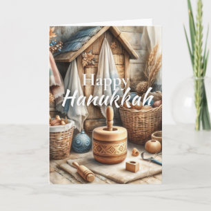 Cartão de Boas Festas de Hanukkah - Dreidel Aquare