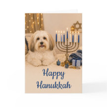Cartão de Boas Festas de Hanukkah Havanese