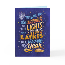 Cartão de Boas Festas de Hanukkah Luz e Latkes Sem