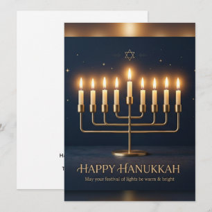 Cartão de Boas Festas de Hanukkah Minimalista Eleg