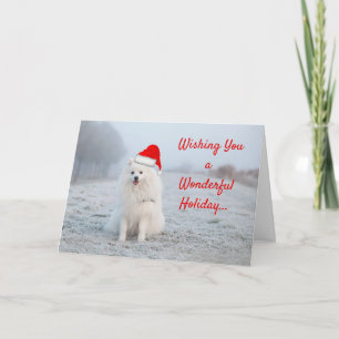 Cartão de Boas Festas de Natal Cachorro Branco Sam