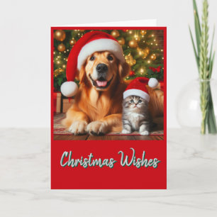 Cartão de Boas Festas de Natal com Animais Fofos