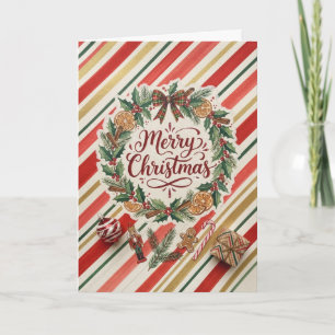 Cartão de Boas Festas de Natal com Coroa de Listra