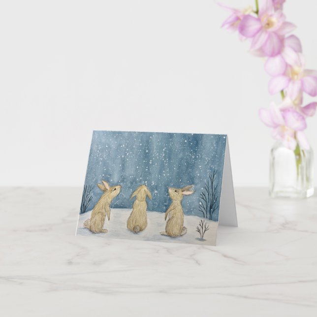 Cartão de Boas Festas de Natal com Neve (Orquídea)