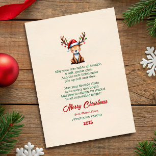 Cartão de Boas Festas de Natal com Rena em Aquarel