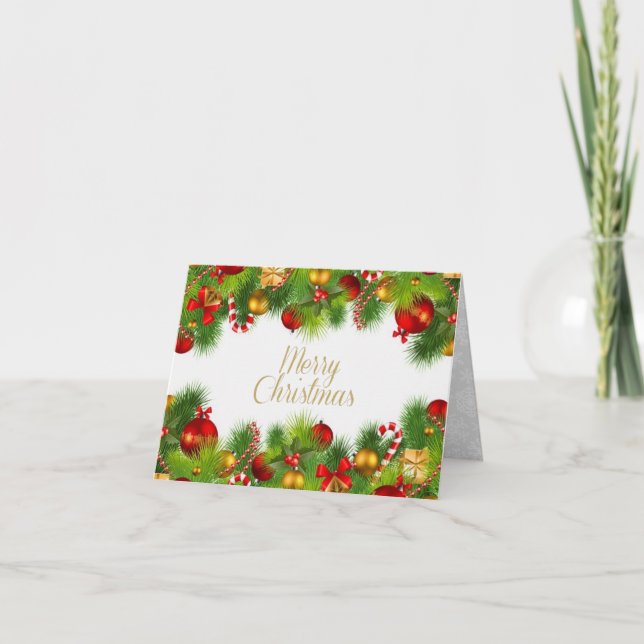 Cartão de Boas Festas de Natal com Verdura Dobra (Frente)