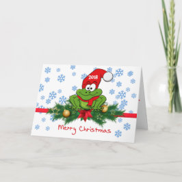 Cartão de Boas Festas de Natal de Rã de Desenho An