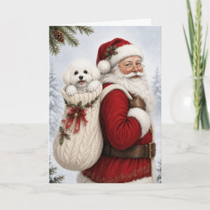 Cartão de Boas Festas de Natal do Bichon Frise e P