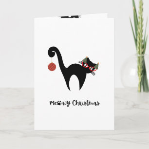 Cartão de Boas Festas de Natal do Gatinho Preto Fo