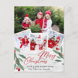 Cartão de Boas Festas de Natal Rústico com Casca d