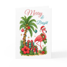 Cartão de Boas Festas de Natal Tropical Flamingo