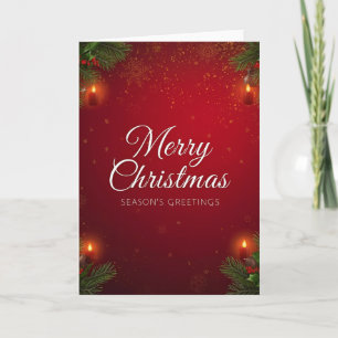 Cartão de Boas Festas de Natal Vermelho e Dourado