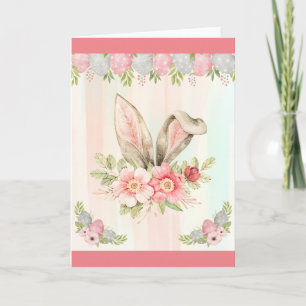 Cartão de Boas Festas de Orelhas de Coelho Floral