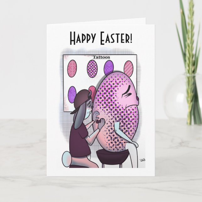 Cartão de Boas Festas de Páscoa com Tatuagens (Frente)