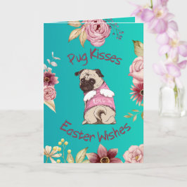 Cartão de Boas Festas de Páscoa de Pug Engraçado P