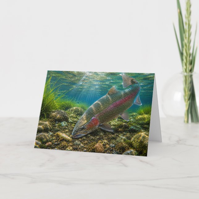 Cartão de Boas Festas de Pesca de Truta Arco-Íris (Frente)