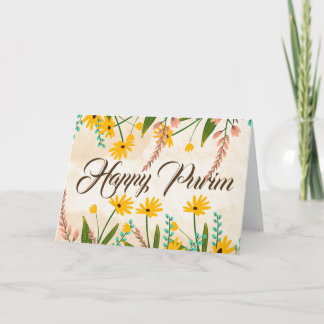 Cartão de Boas Festas de Purim Dobrado Floral Amar