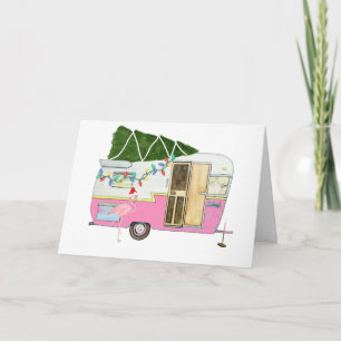 Cartão de Boas Festas de Reboque de Camping Rosa V