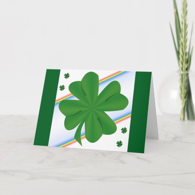 Cartão de Boas Festas de St. Patrick Shamrock (Frente)