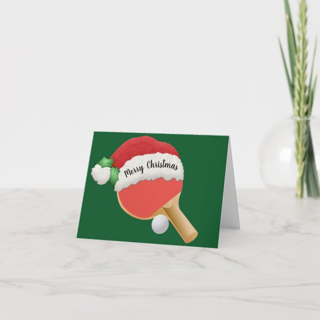 Cartão de Boas Festas de Tênis de Mesa Dobrável (Frente)