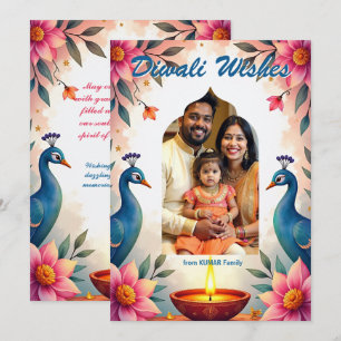 Cartão de Boas Festas Diwali Brilho de Pavão