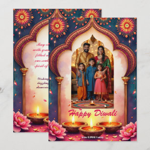 Cartão de Boas Festas Diwali Temple Glow