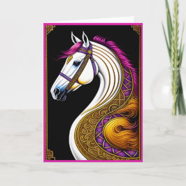 Cartão de Boas Festas do Ano Novo Chinês do Cavalo