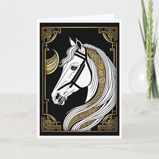 Cartão de Boas Festas do Ano Novo Chinês do Cavalo (Frente)