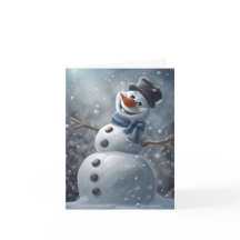 Cartão de Boas Festas do Boneco de Neve Dobrado