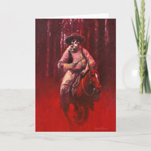 Cartão de Boas Festas do Cavaleiro Esqueleto Cowbo