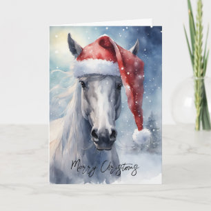 Cartão de Boas Festas do Cavalo Branco do Papai No