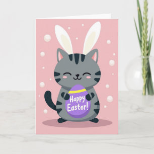 Cartão de Boas Festas do Coelhozinho Gatinho Feliz