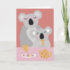 Cartão de Boas Festas do Dia das Mães Chá da Koala