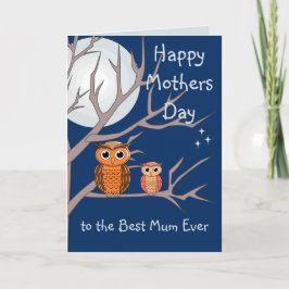 Cartão de Boas Festas do Dia das Mães Corujas Dobr