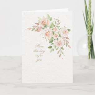 Cartão de Boas Festas do Dia das Mães Pink Rose Cr