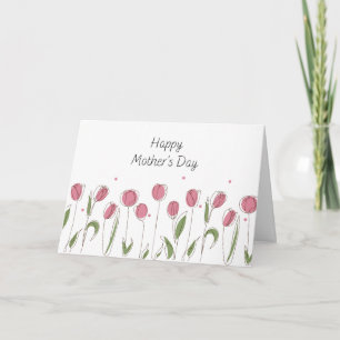 Cartão de Boas Festas do Dia das Mães Tulipa Rosa